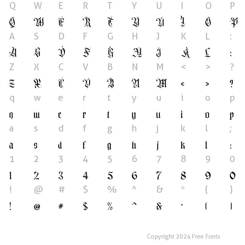 Character Map of Rajjah Famillia Regular