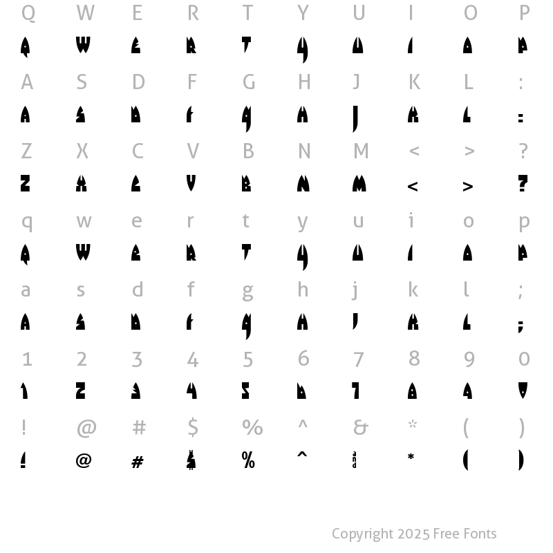 Character Map of Raketta From Mars Regular