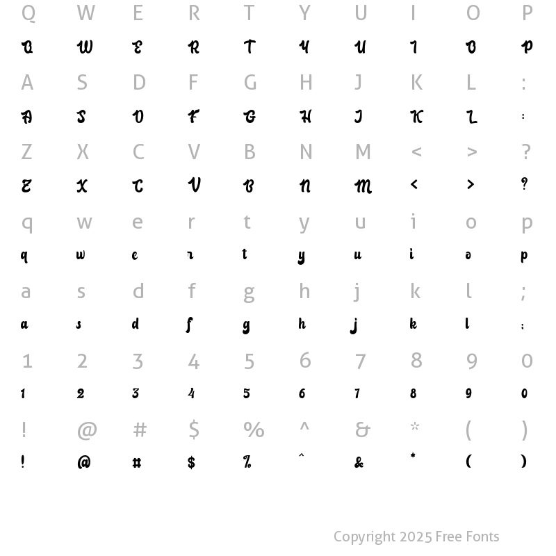 Character Map of Raksana Regular