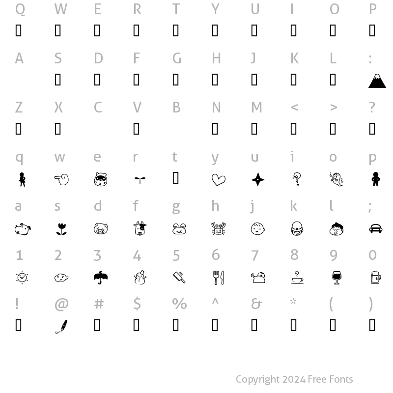 Character Map of Rakugaki Regular