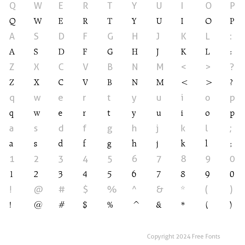 Character Map of Raleigh Lt BT Light