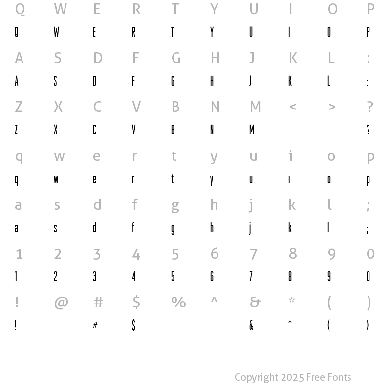 Character Map of RaleighGothic Regular