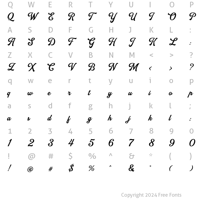 Character Map of Rallington Script Regular