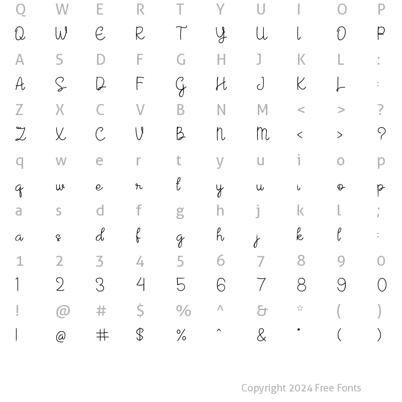 Character Map of Raloria Regular