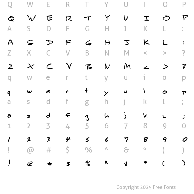 Character Map of RalphsHand Regular