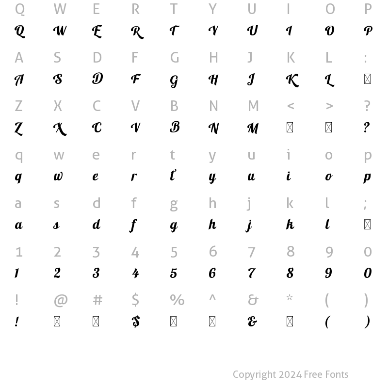 Character Map of Ramadona Regular