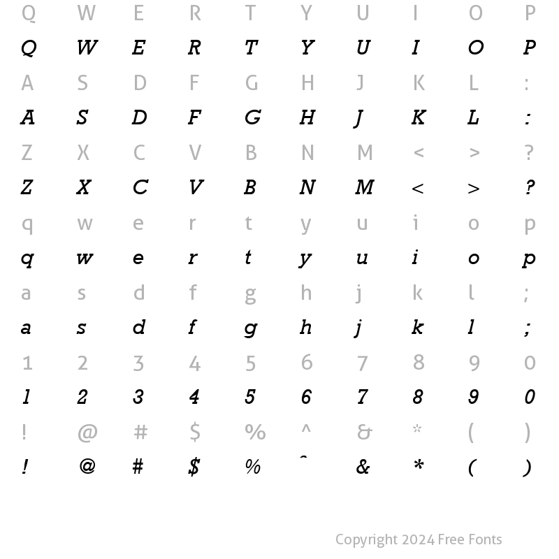 Character Map of Rambault RegularItalic