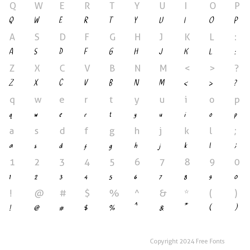 Character Map of Rambejaji Italic