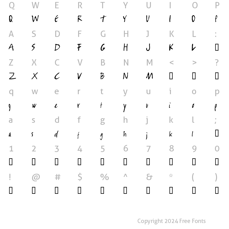 Character Map of Rambo Killer Regular