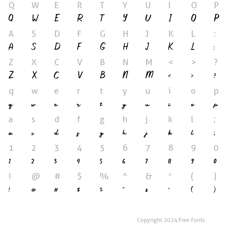 Character Map of Ramony Regular