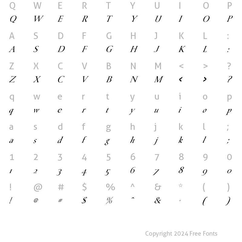 Character Map of Rancho Italic