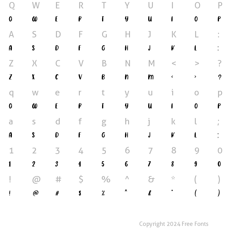 Character Map of Range Orange Regular