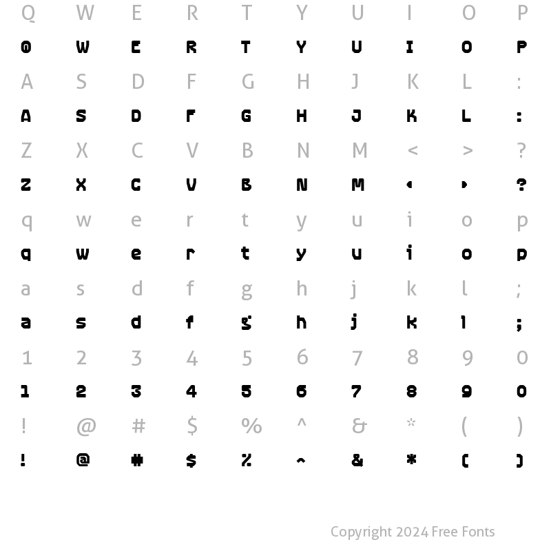 Character Map of RangeBlack Regular