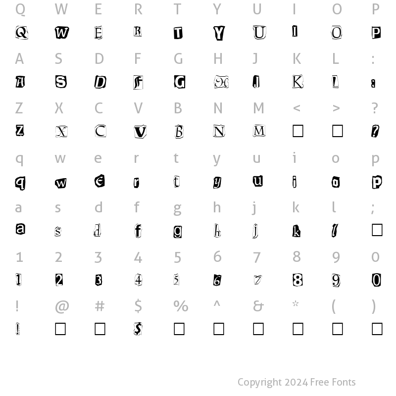 Character Map of Ransom CutUpLetters