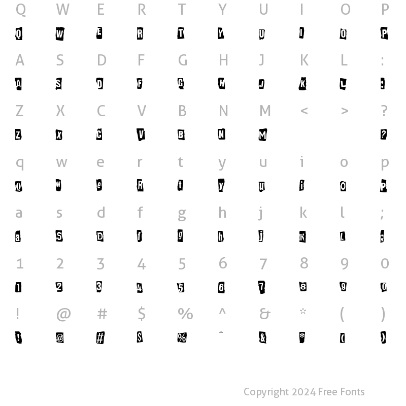 Character Map of Ransom Note Reversed Normal