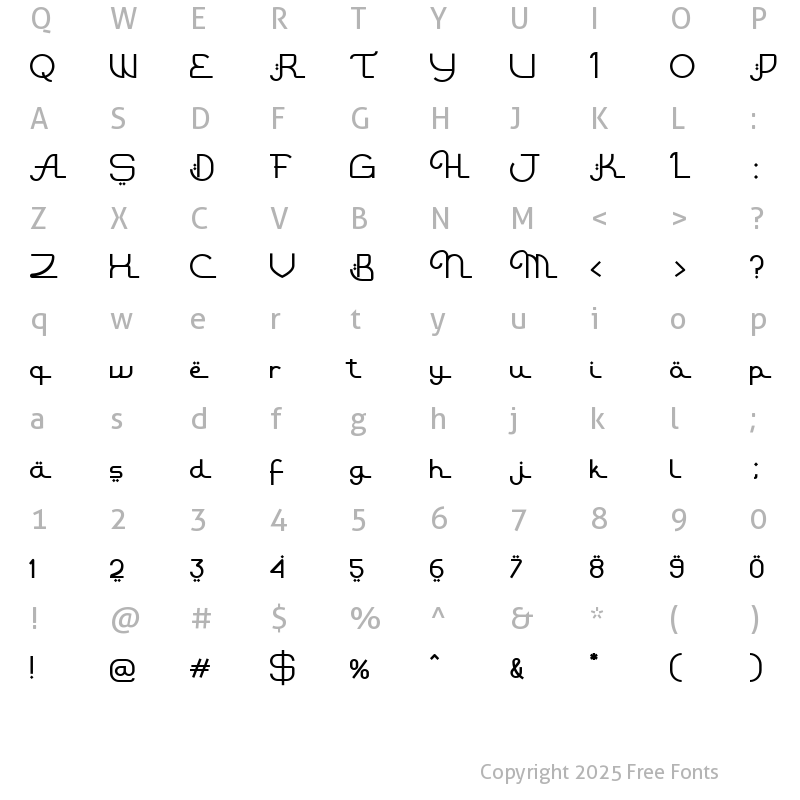 Character Map of Raouf Regular