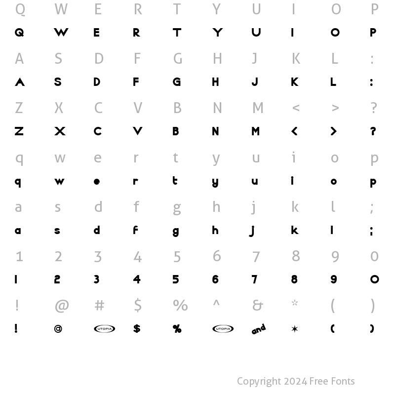 Character Map of Raphael Regular