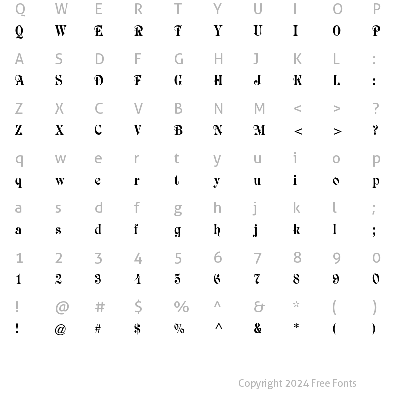 Character Map of Raphael Std Regular