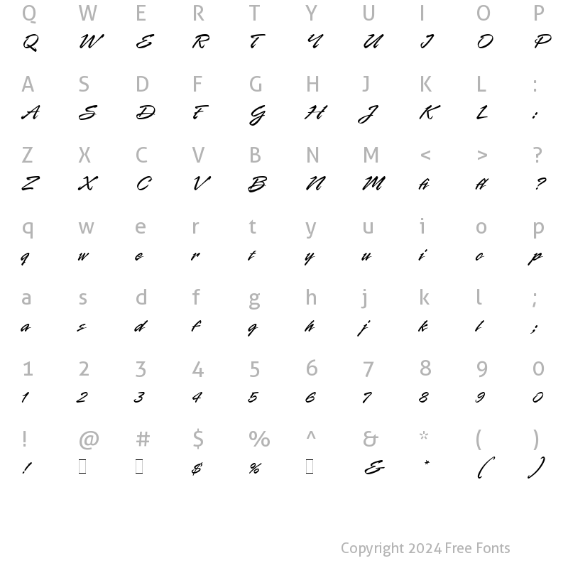 Character Map of Rapier LET Let Plain