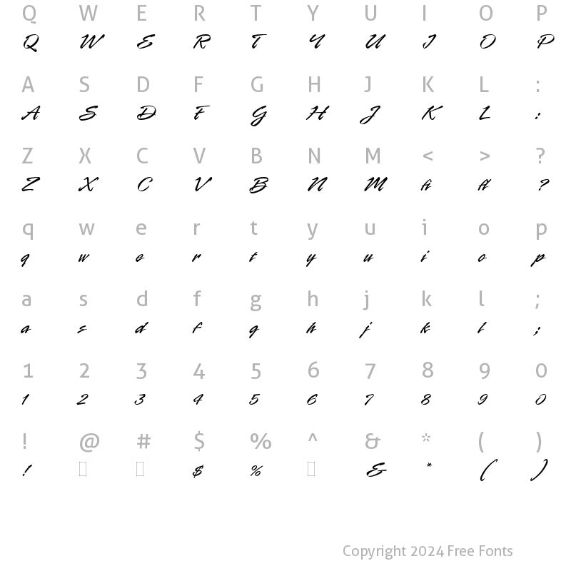 Character Map of Rapier Let Plain