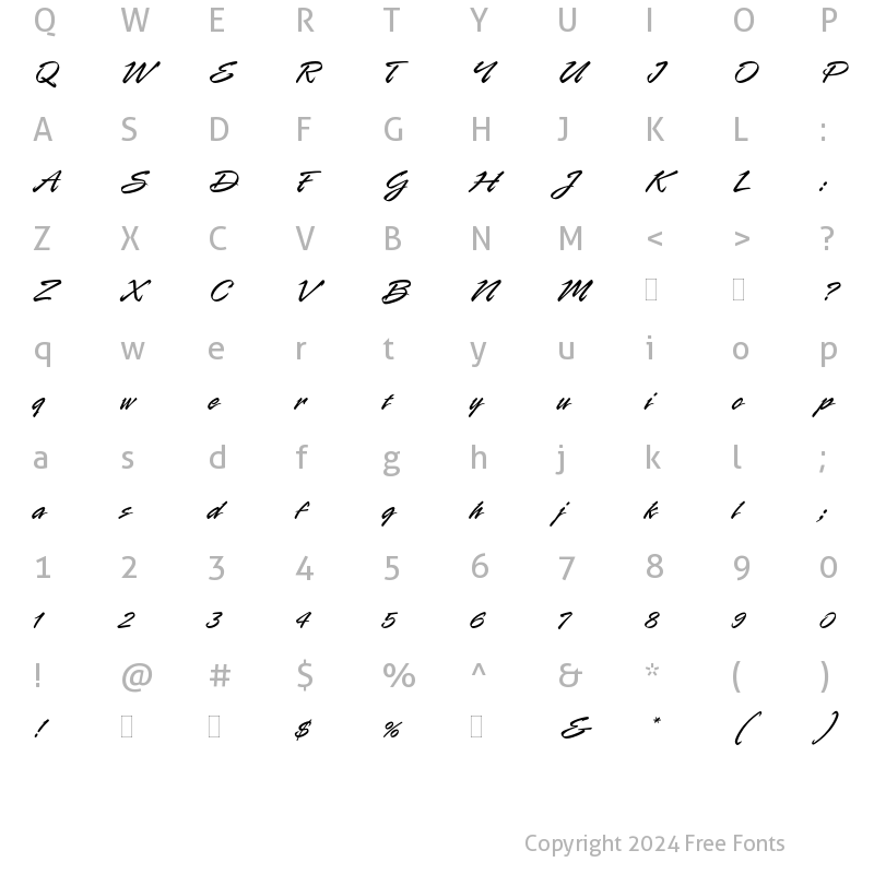 Character Map of Rapier Plain Regular