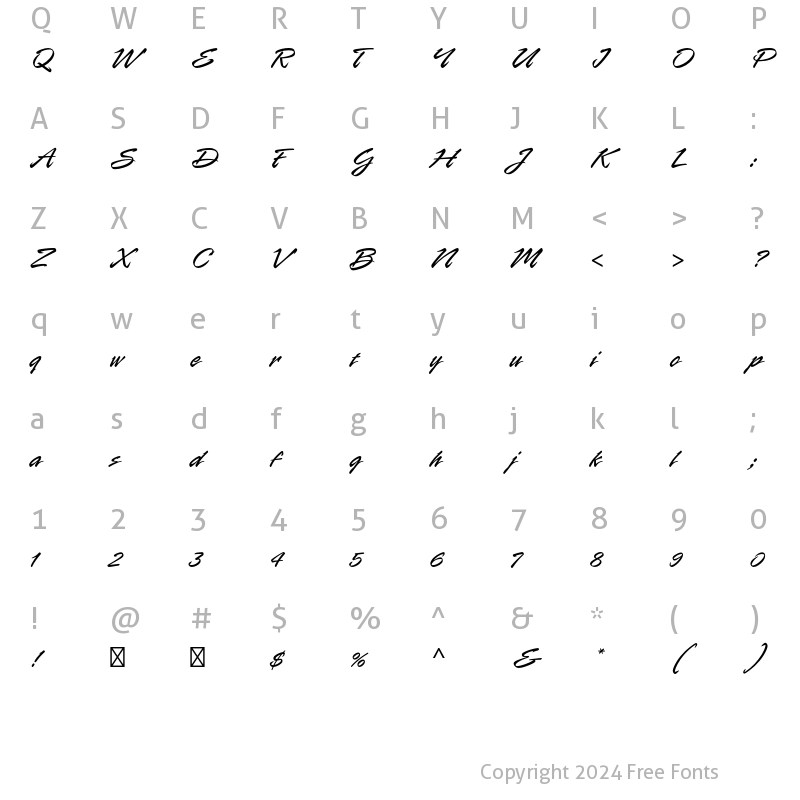 Character Map of Rapier Std Regular