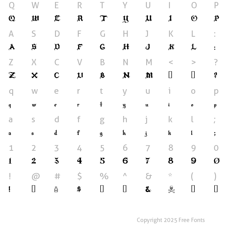 Character Map of Rapscallion Regular