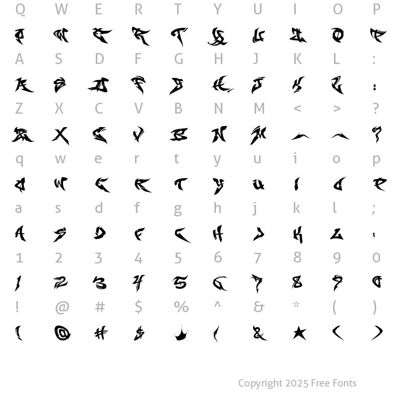 Character Map of RaseOne Original Original