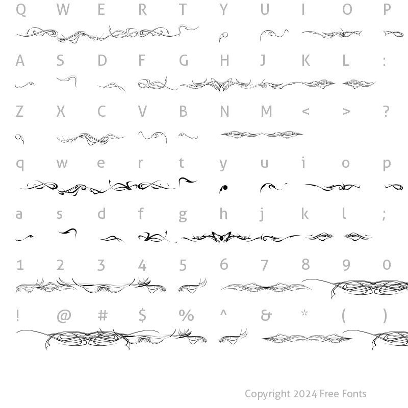 Character Map of RaseTribals Regular