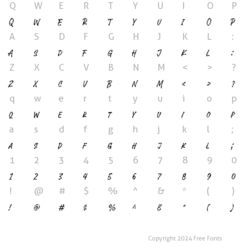 Character Map of Rashavine Regular