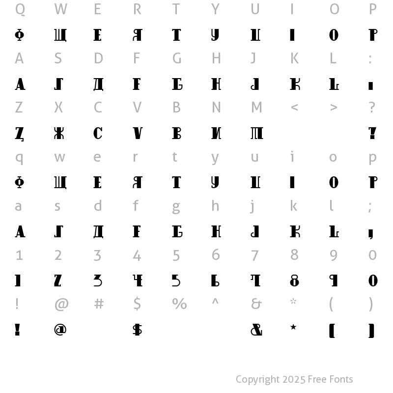 Character Map of RaskalnikovNF Regular