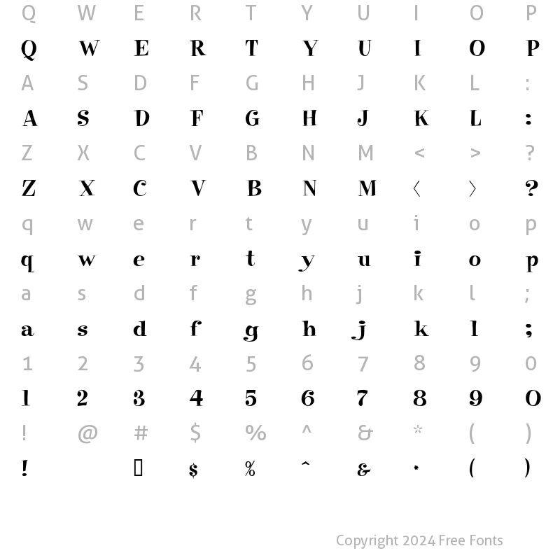 Character Map of Raskin Regular