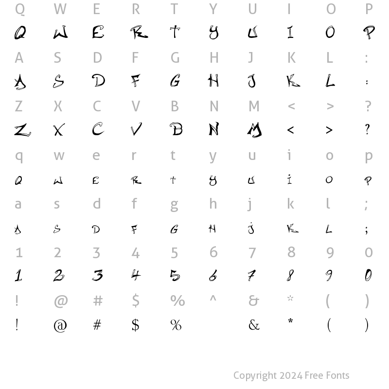 Character Map of Raslani Hip Hop Regular