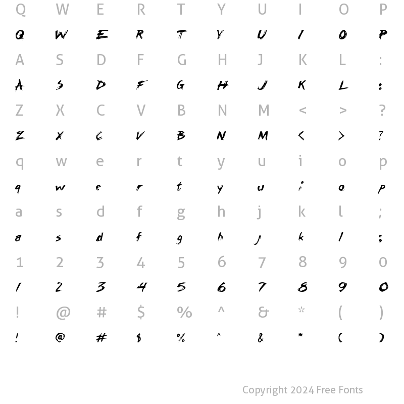 Character Map of Rasp Regular