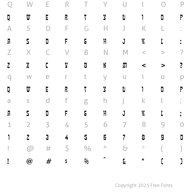 Character Map of Rasputin Regular