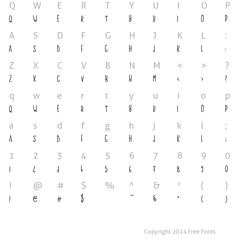 Character Map of Rastenoba Hand Rastenoba Hand