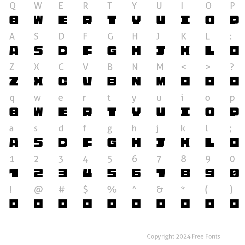 Character Map of Rasterquan Bold