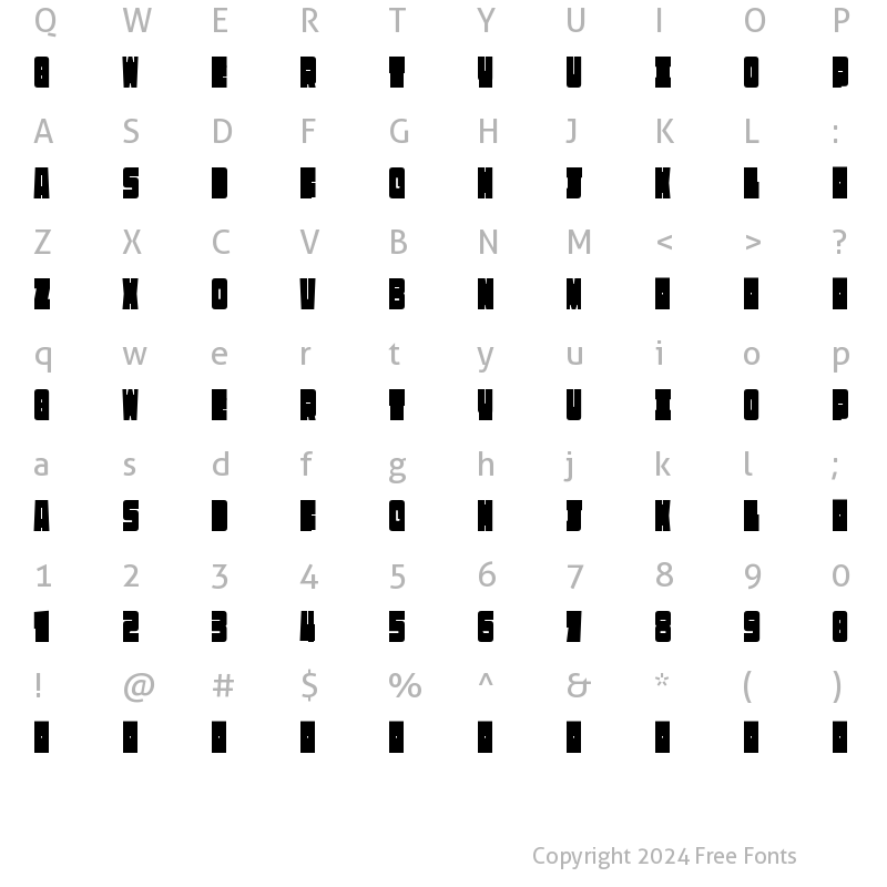 Character Map of Rasterquan Condensed Heavy