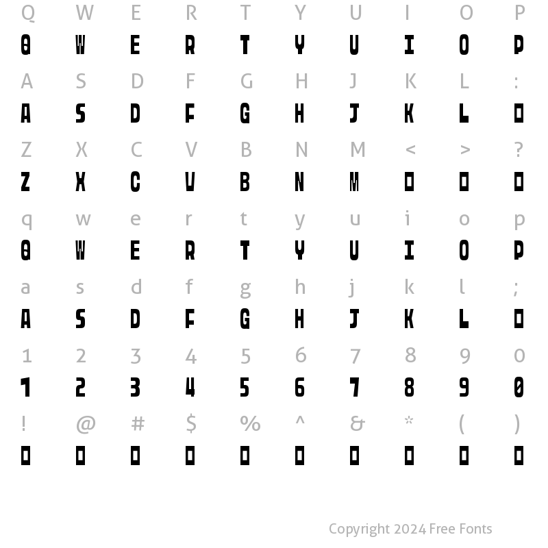 Character Map of Rasterquan Condensed Medium