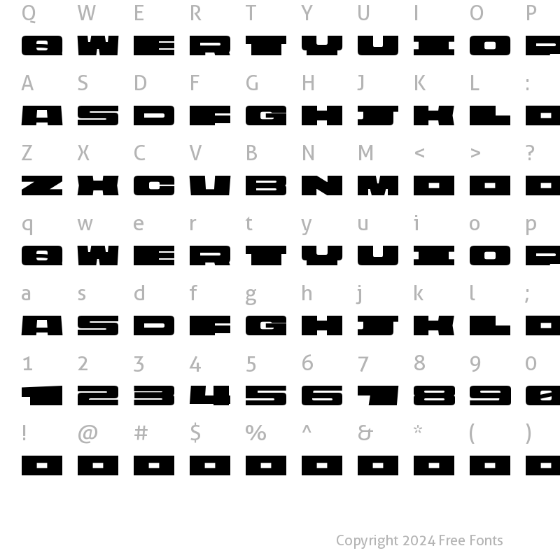 Character Map of Rasterquan Expanded Bold