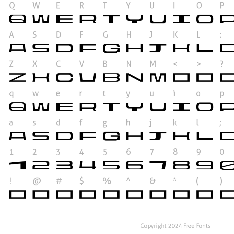 Character Map of Rasterquan Expanded Light