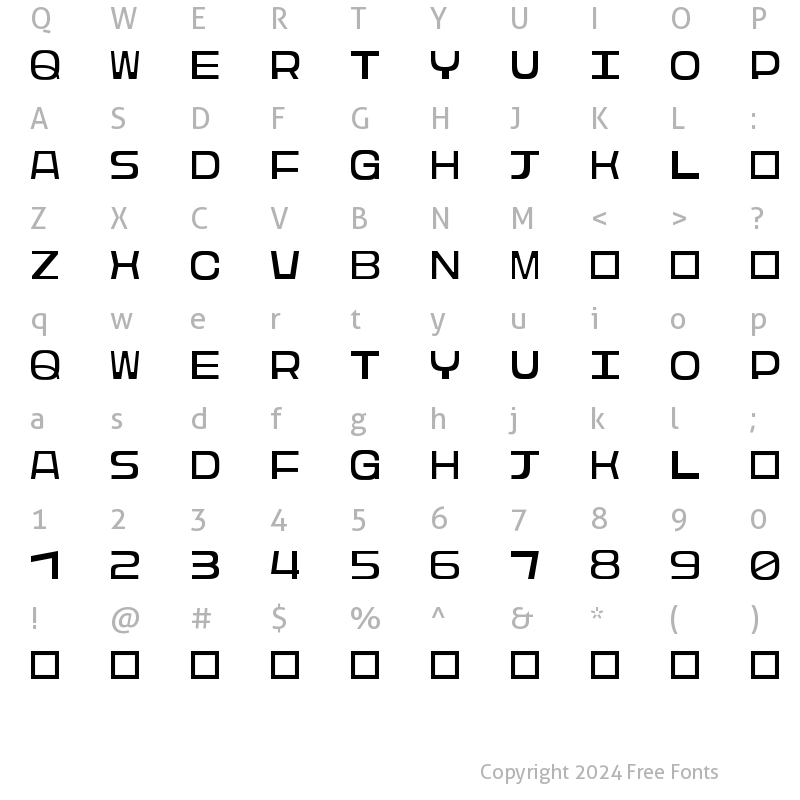 Character Map of Rasterquan Light