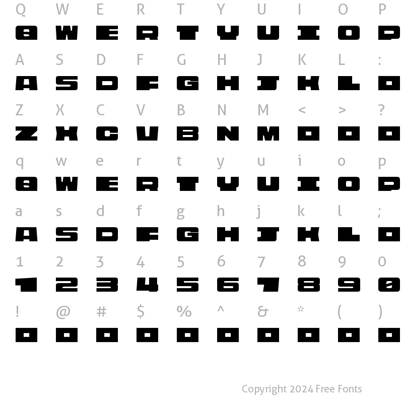 Character Map of Rasterquan Semi Expanded Bold