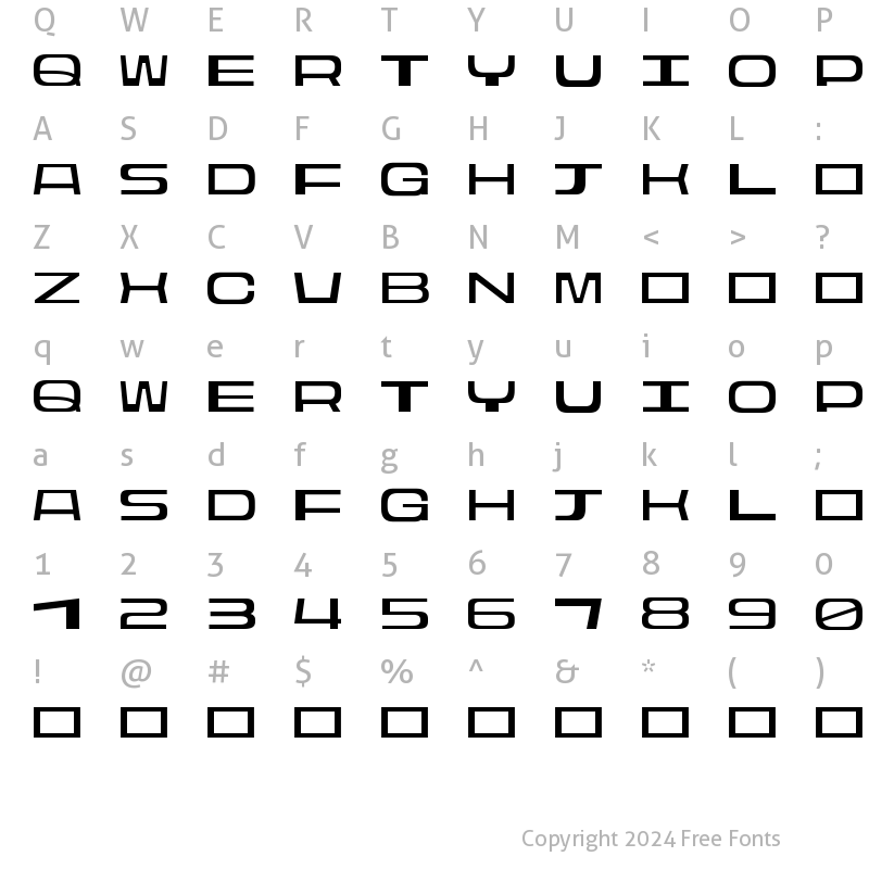 Character Map of Rasterquan Semi Expanded Light