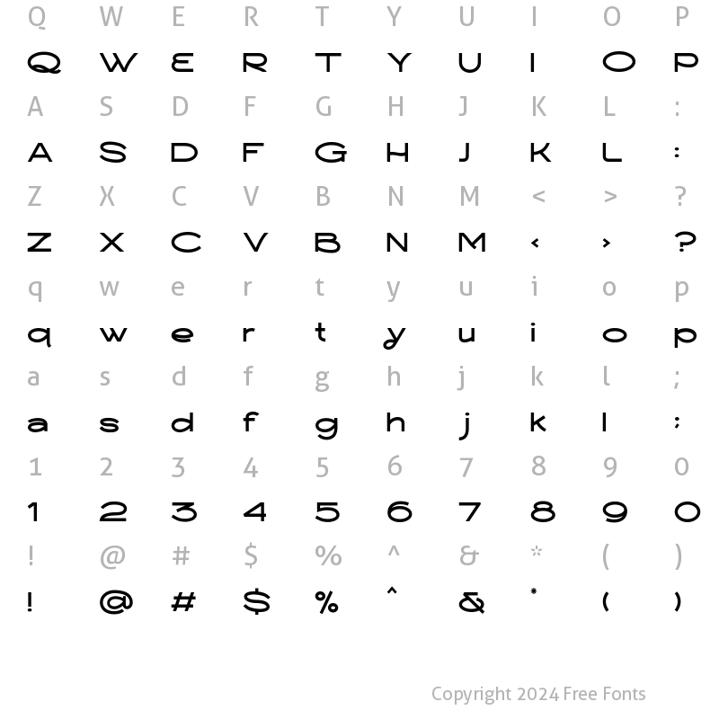 Character Map of Rastey Regular