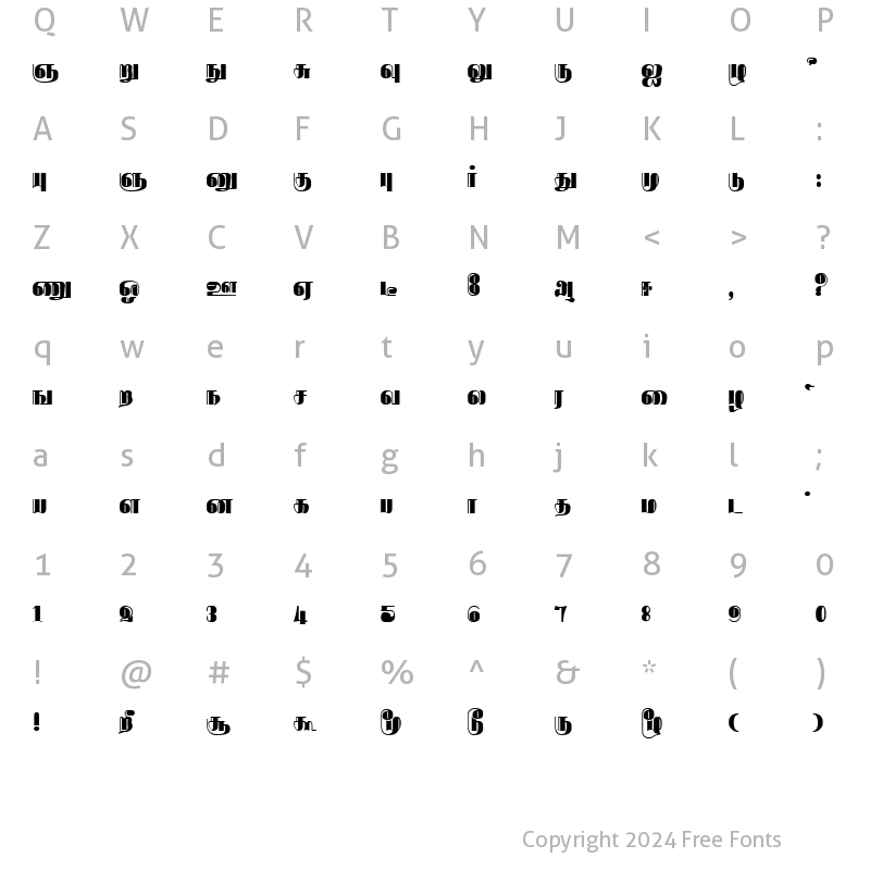 Character Map of Rathnangi Regular