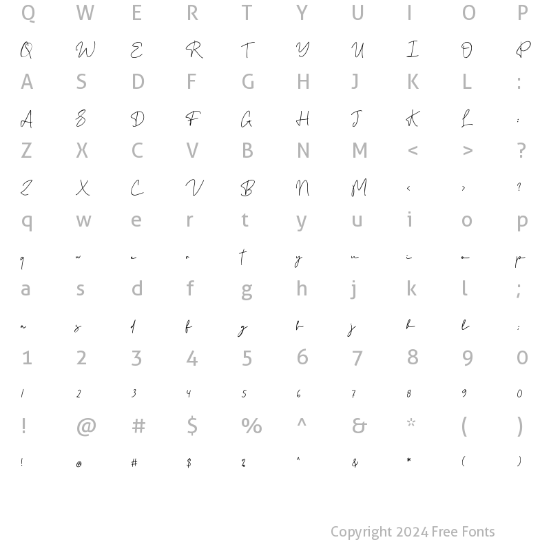 Character Map of Ratinah Regular