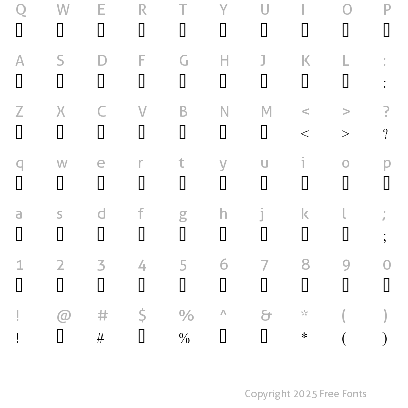 Character Map of RatoolOMJ Regular