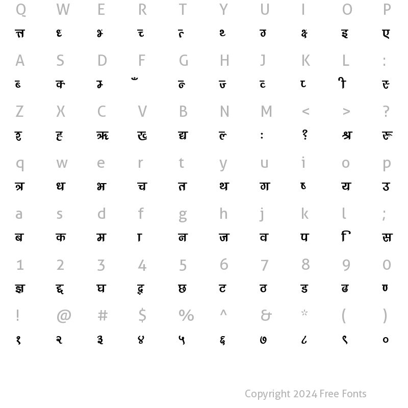 Character Map of Raudi Regular