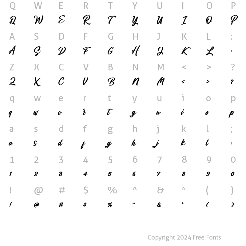 Character Map of Rauzatul Script Bold